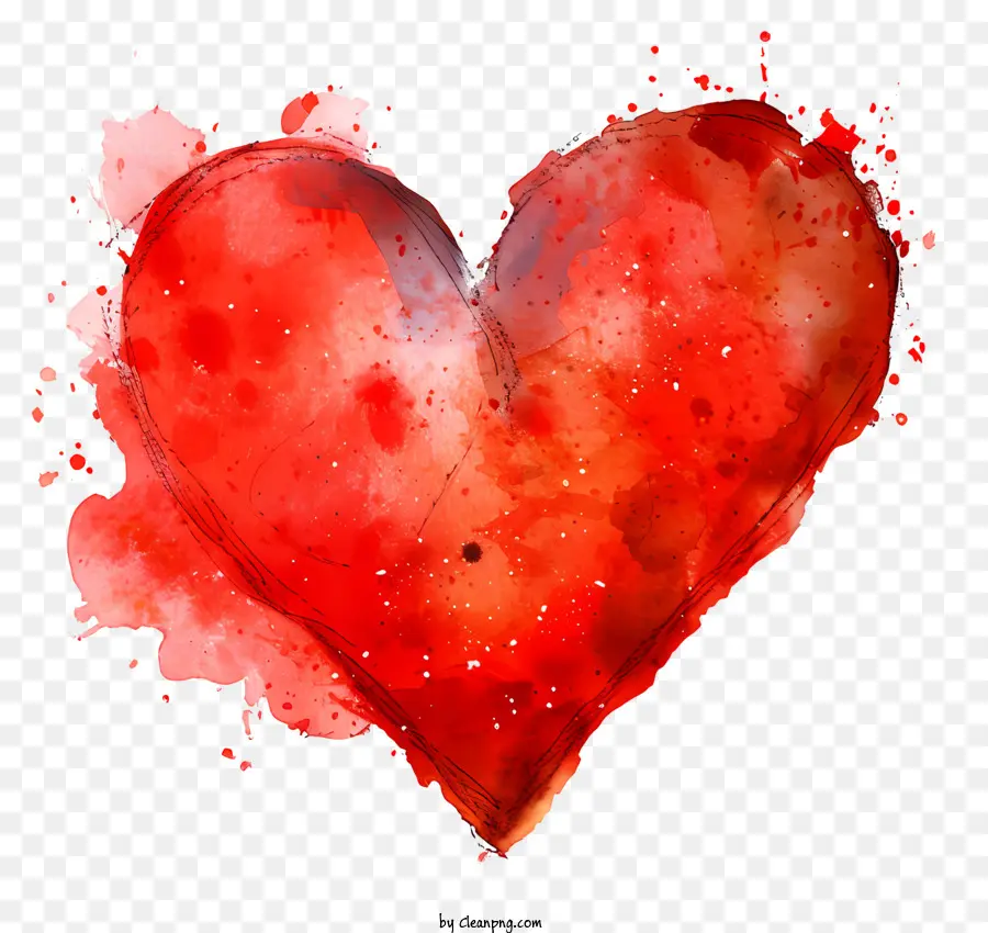 Coração De Aquarela Vermelha，Coração PNG