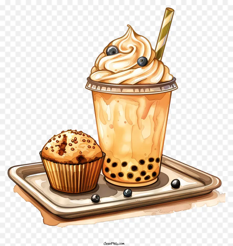 Chá De Bolha E Muffin，Chai Latte PNG