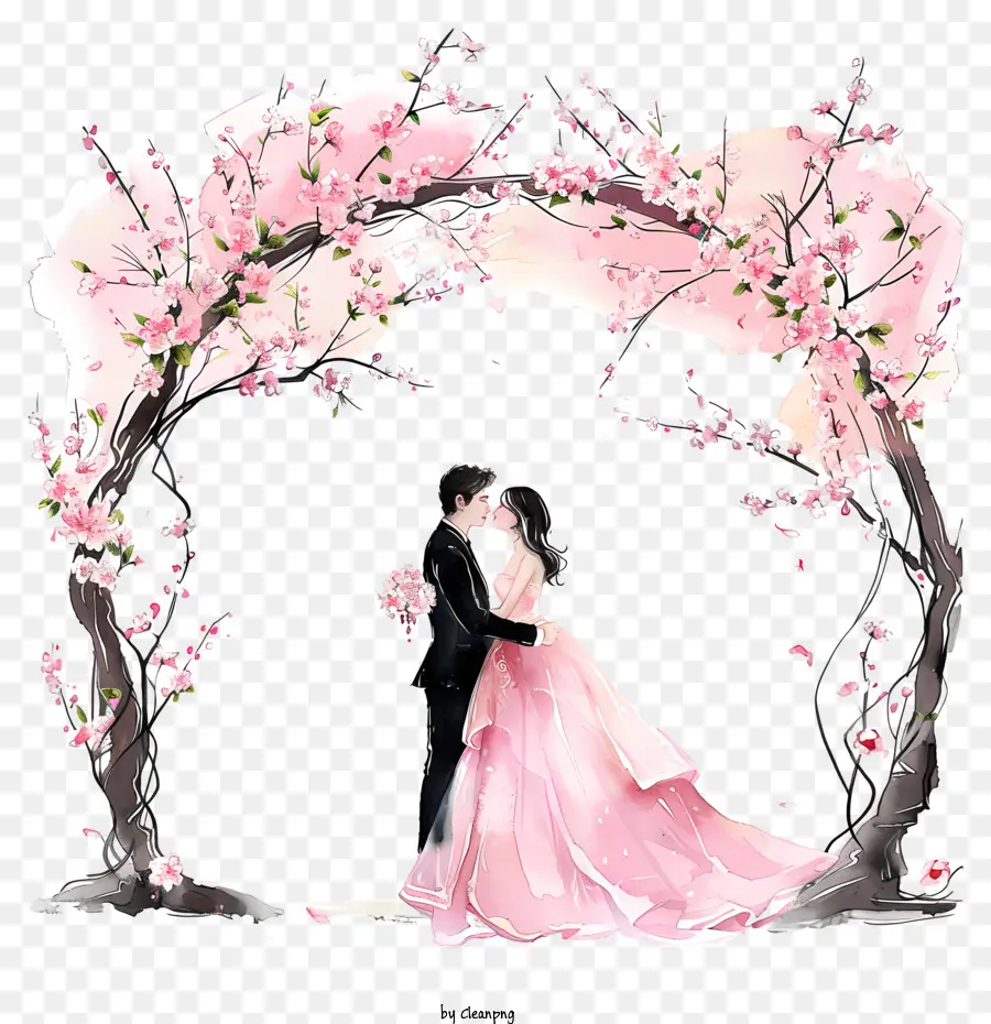 Noiva E Do Noivo，A Flor De Cerejeira Casamento PNG