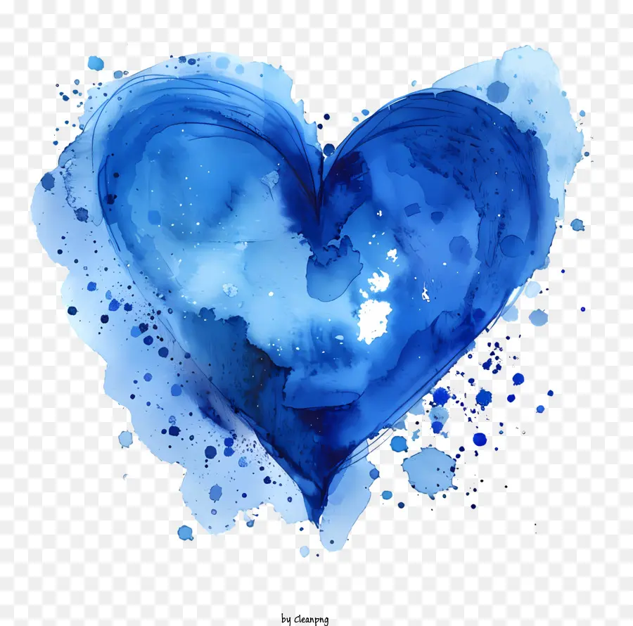 Coração Em Aquarela Azul，Amor PNG