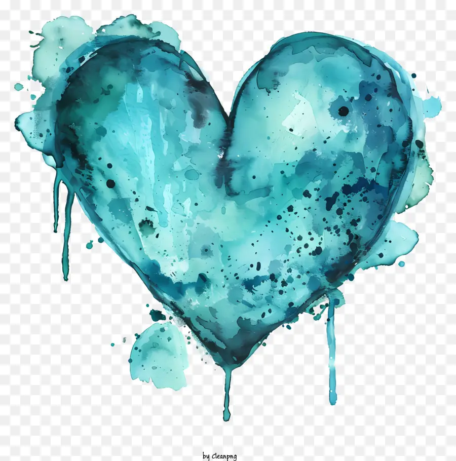 Coração Em Aquarela Em Barril，Coração Azul PNG