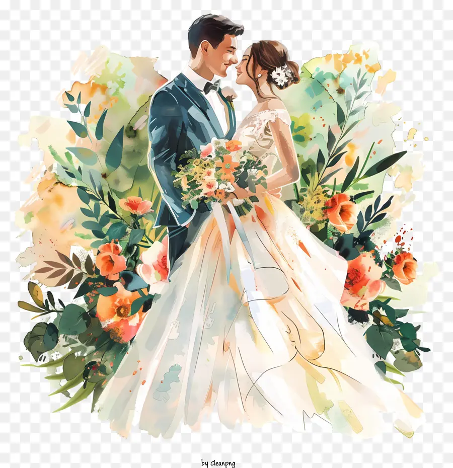 Noiva E Do Noivo，Pintura De Casamento PNG