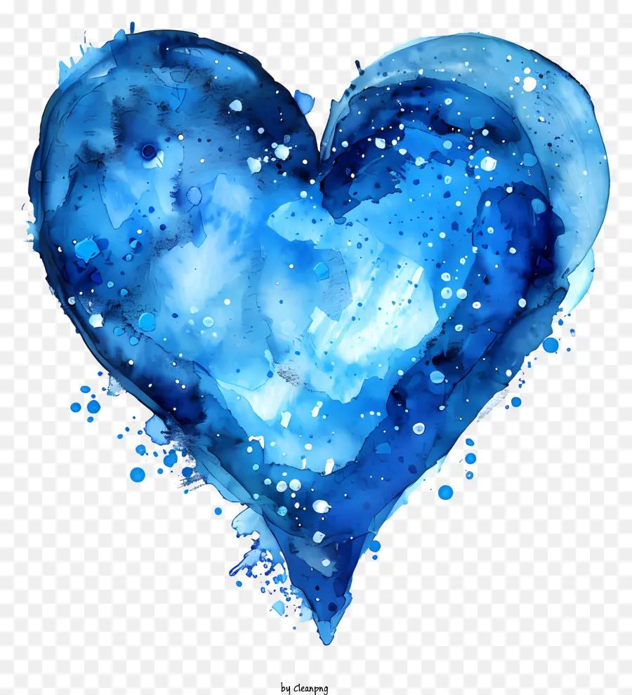 Coração De Aquarela Azul，Coração Azul PNG