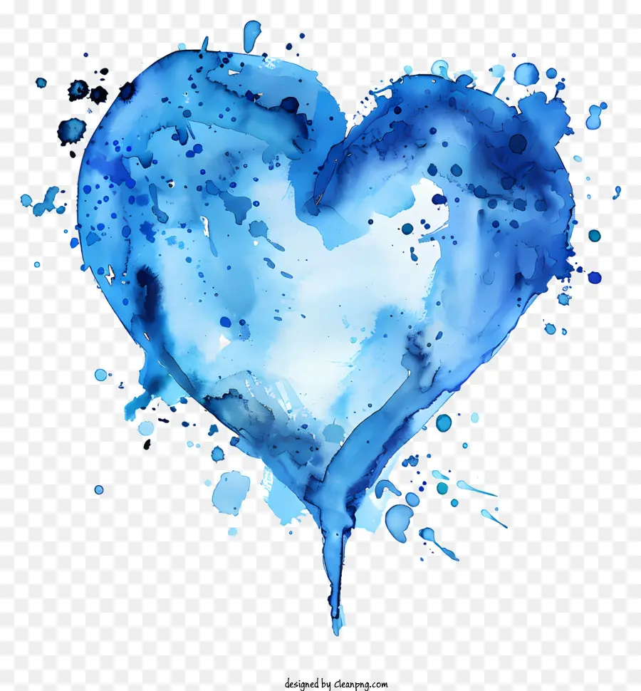 Coração Em Aquarela Azul，Aquarela Do Coração PNG
