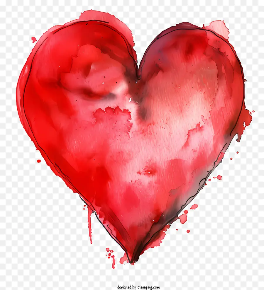 Coração De Aquarela Vermelha，Coração Vermelho PNG