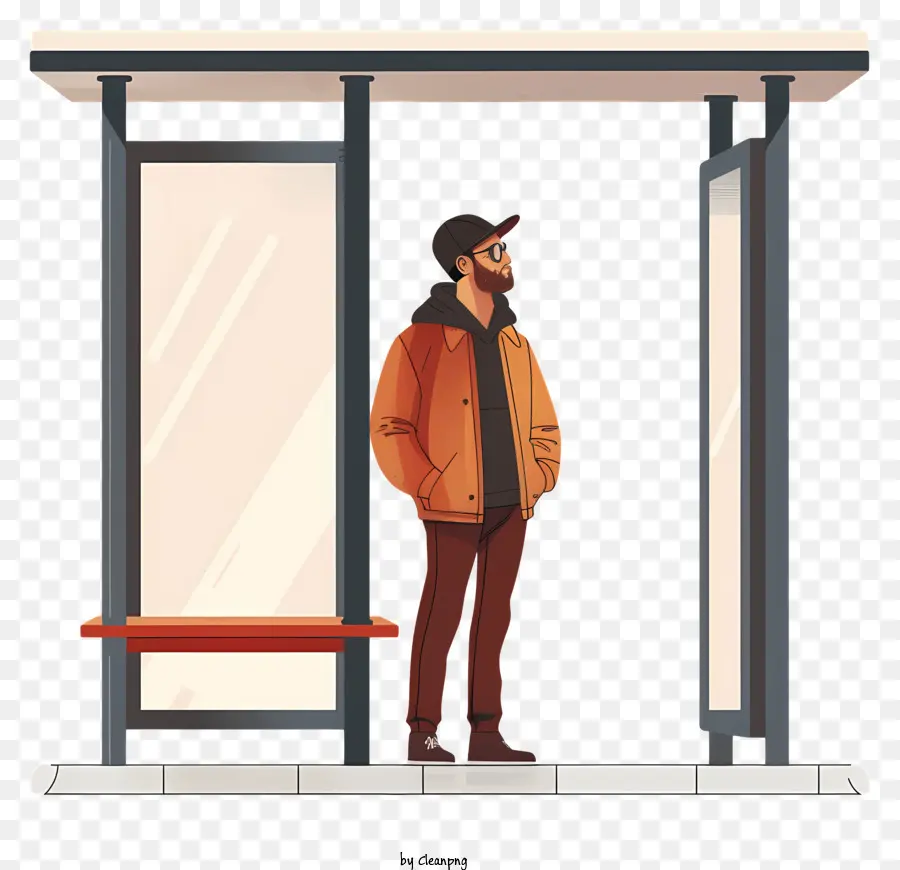 Man Standing Bus Stop，Transporte Público PNG