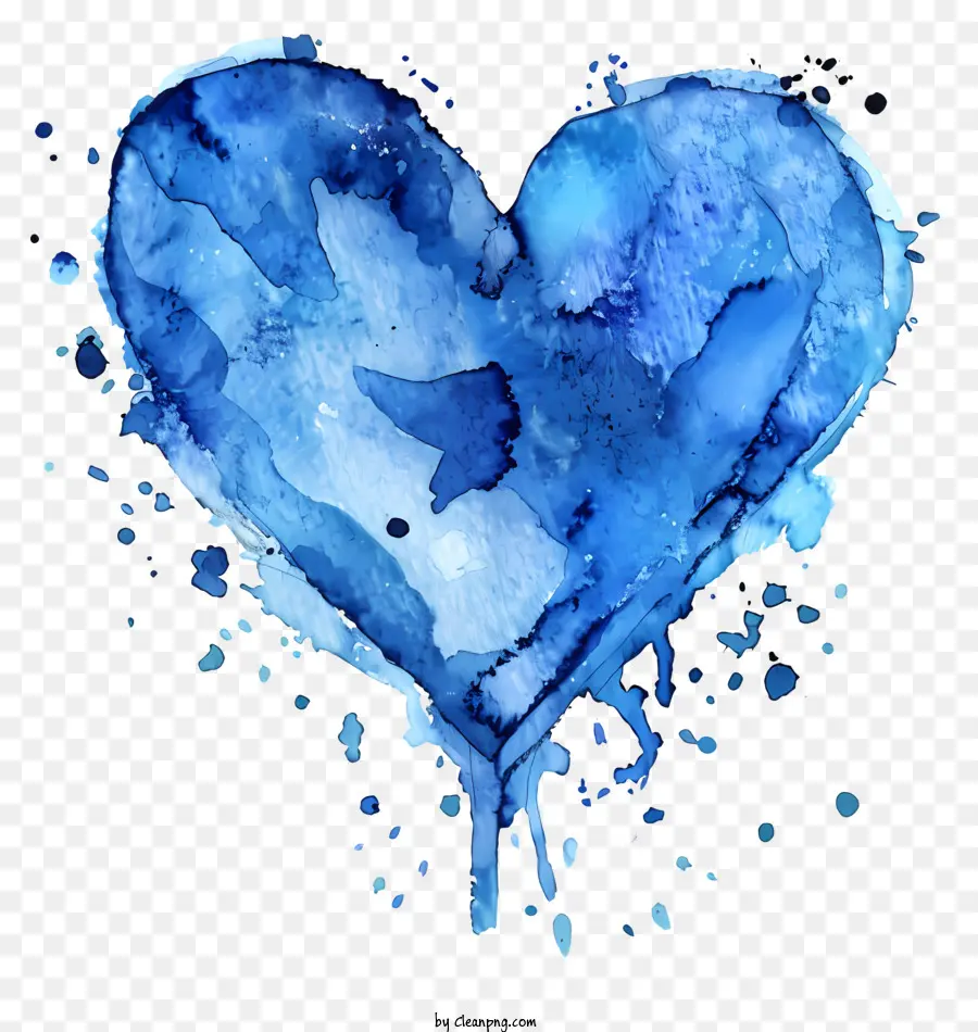 Coração De Aquarela Azul，Aquarela PNG