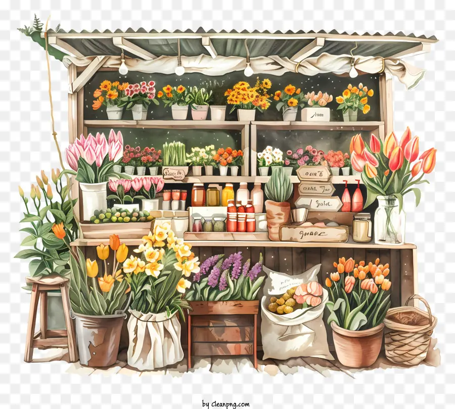 Mercado De Primavera，Stand De Flores PNG