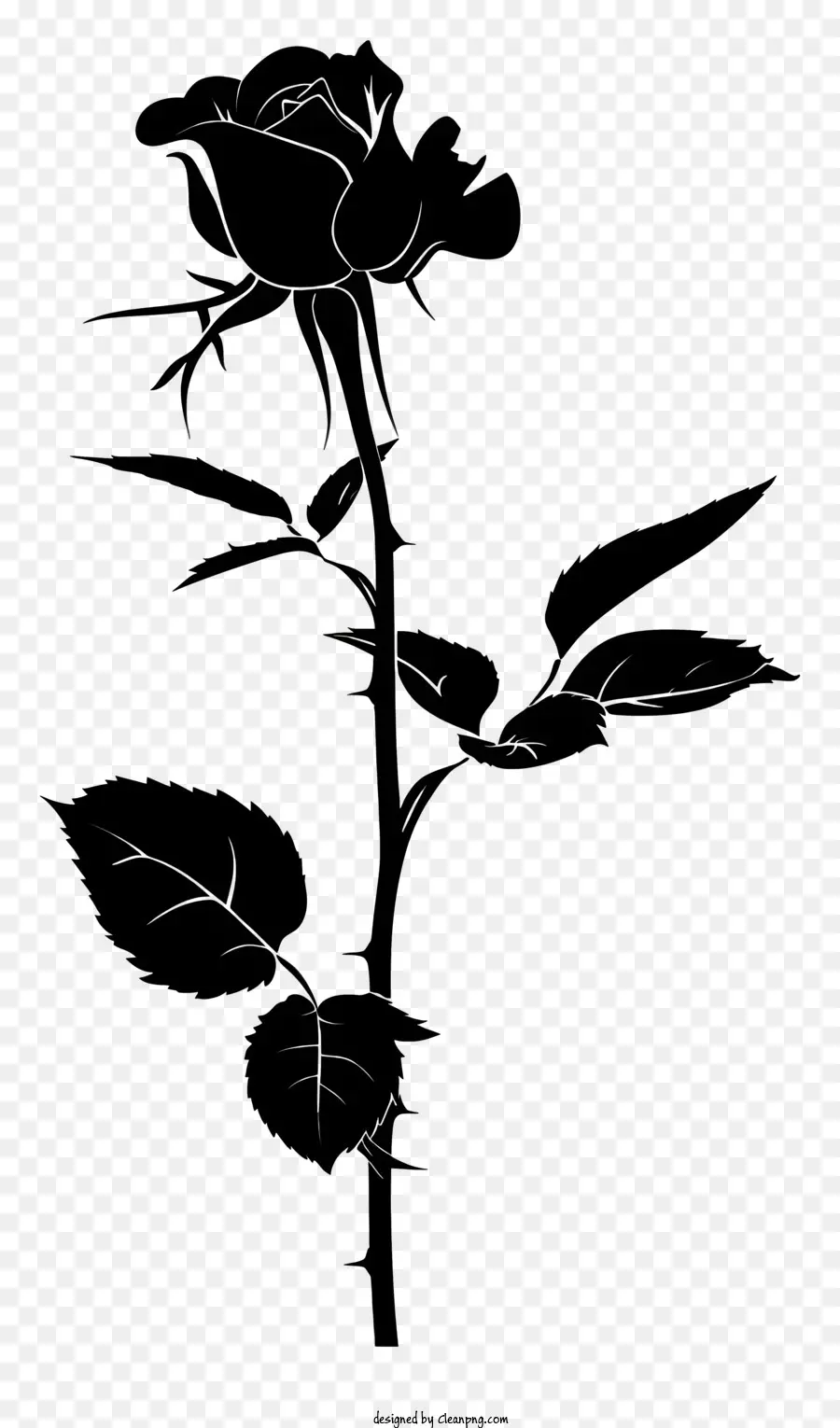 Flor Silhueta，Black Rose PNG