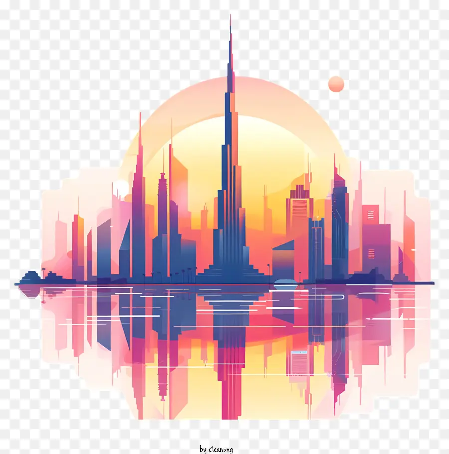 O Horizonte Do Dubai，Paisagem Urbana Futurista PNG