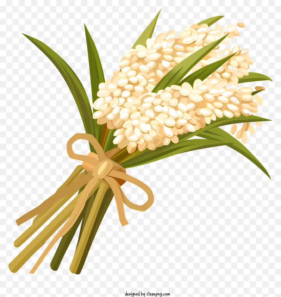 Feixe De Arroz，Flores Brancas PNG