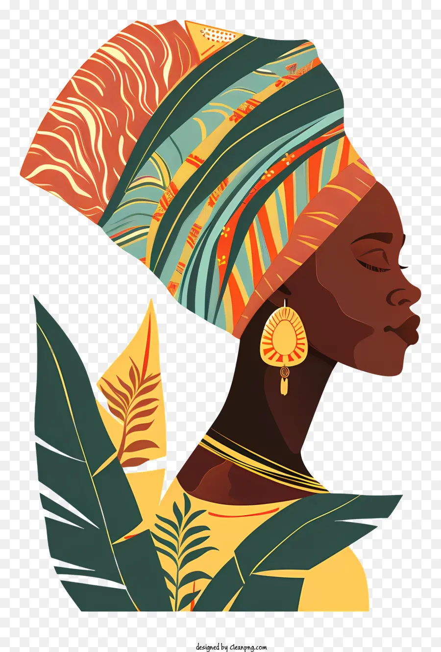 Mulher Africana，Tignon Headwrap PNG