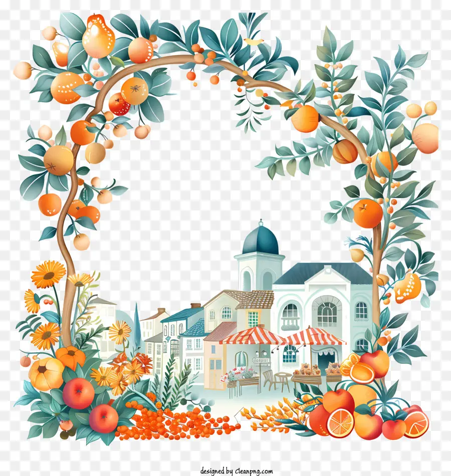 Mercado De Primavera，Arco De Frutas PNG