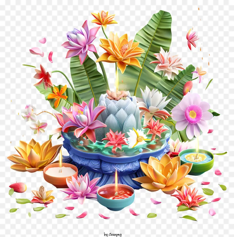 Songkran，Flores De Lótus PNG