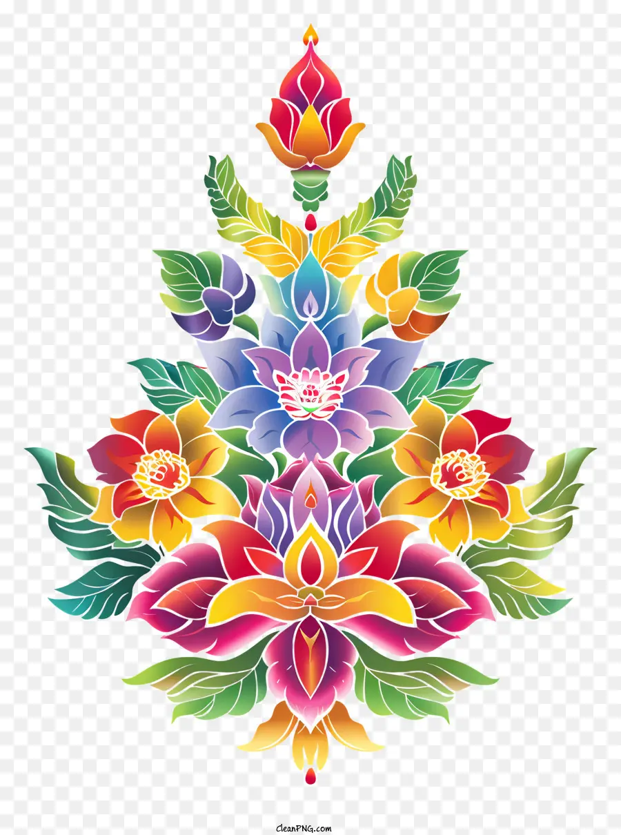 Songkran，Design Floral Colorido PNG