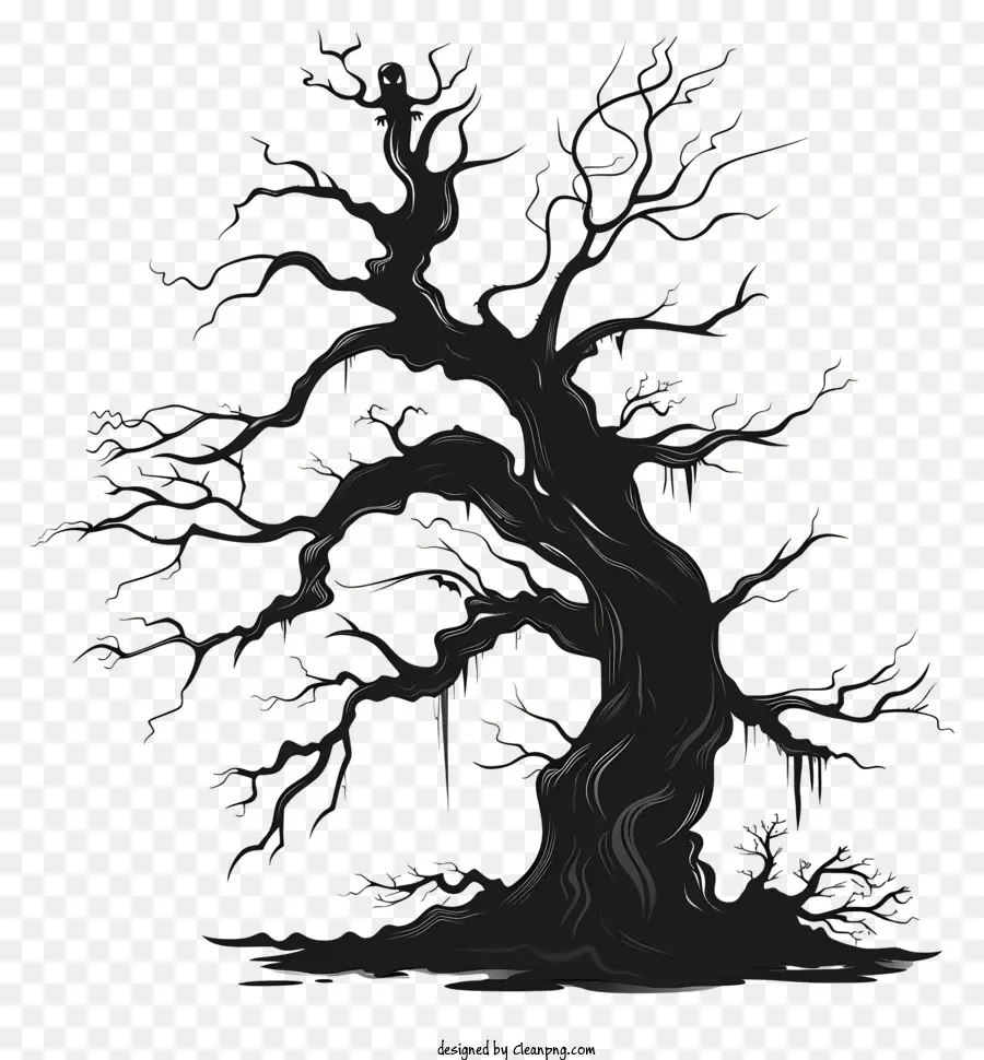 Silhueta De árvore Assustadora，árvore Antiga PNG