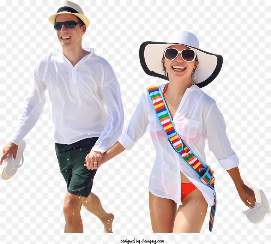 Óculos，Casal Na Praia PNG