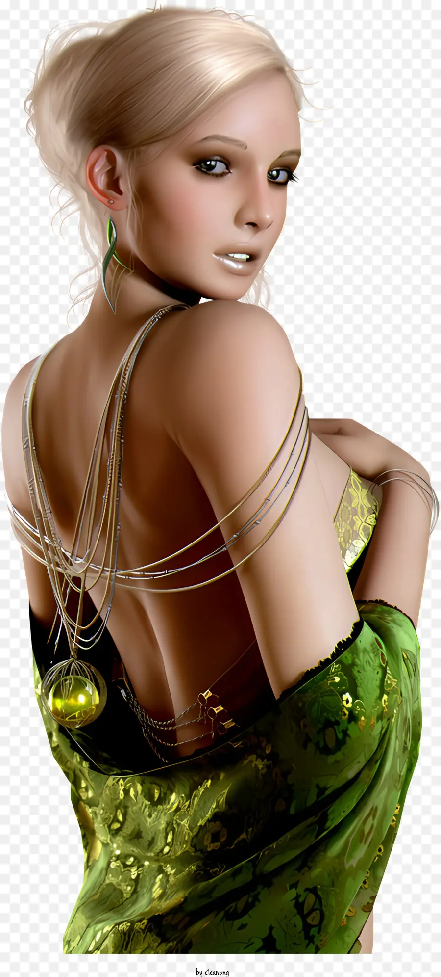 Mulher，Mulher De Vestido Verde PNG