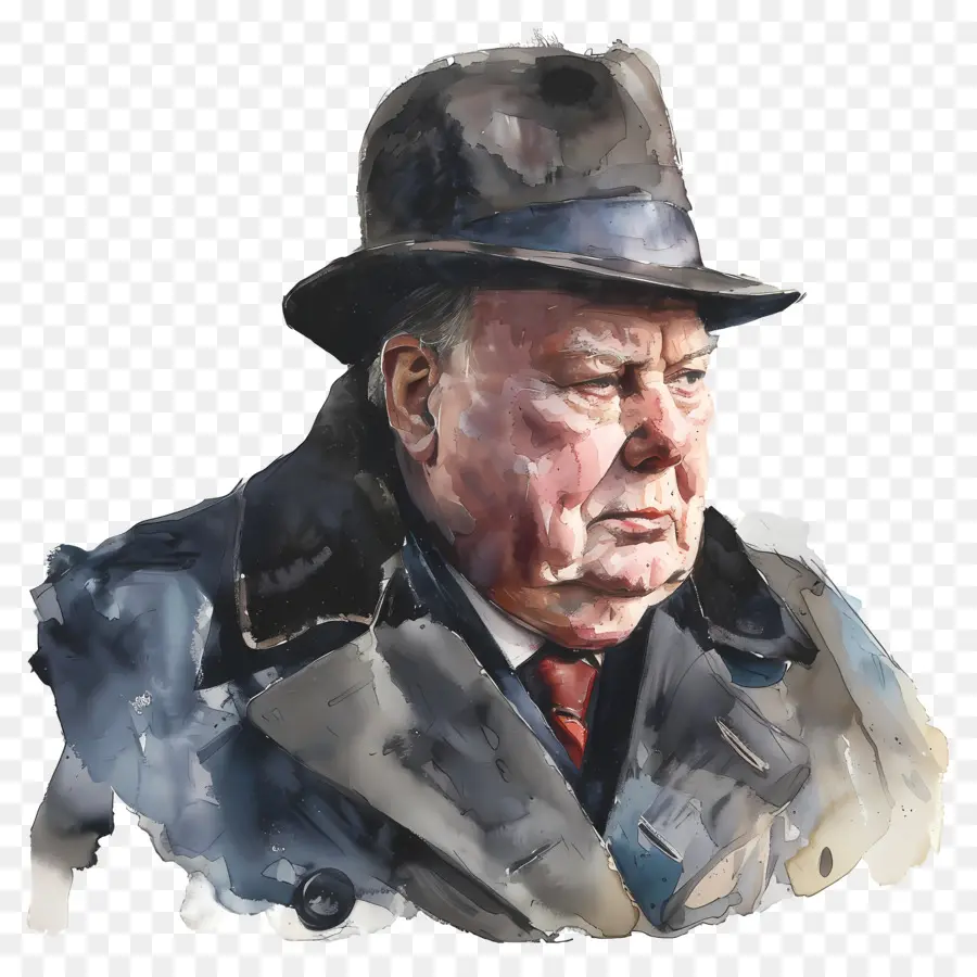 Dia De Winston Churchill，Pintura Em Aquarela PNG