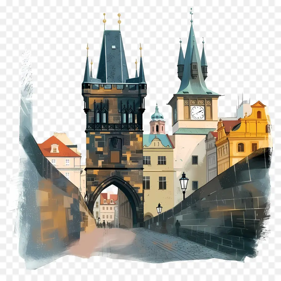 Charles Bridge，Ponte Em Forma De Arco PNG