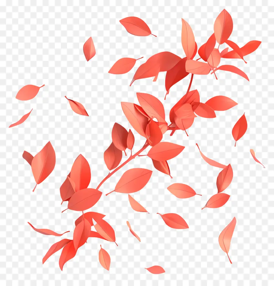 Folhas Flutuantes，Folhas Vermelhas PNG