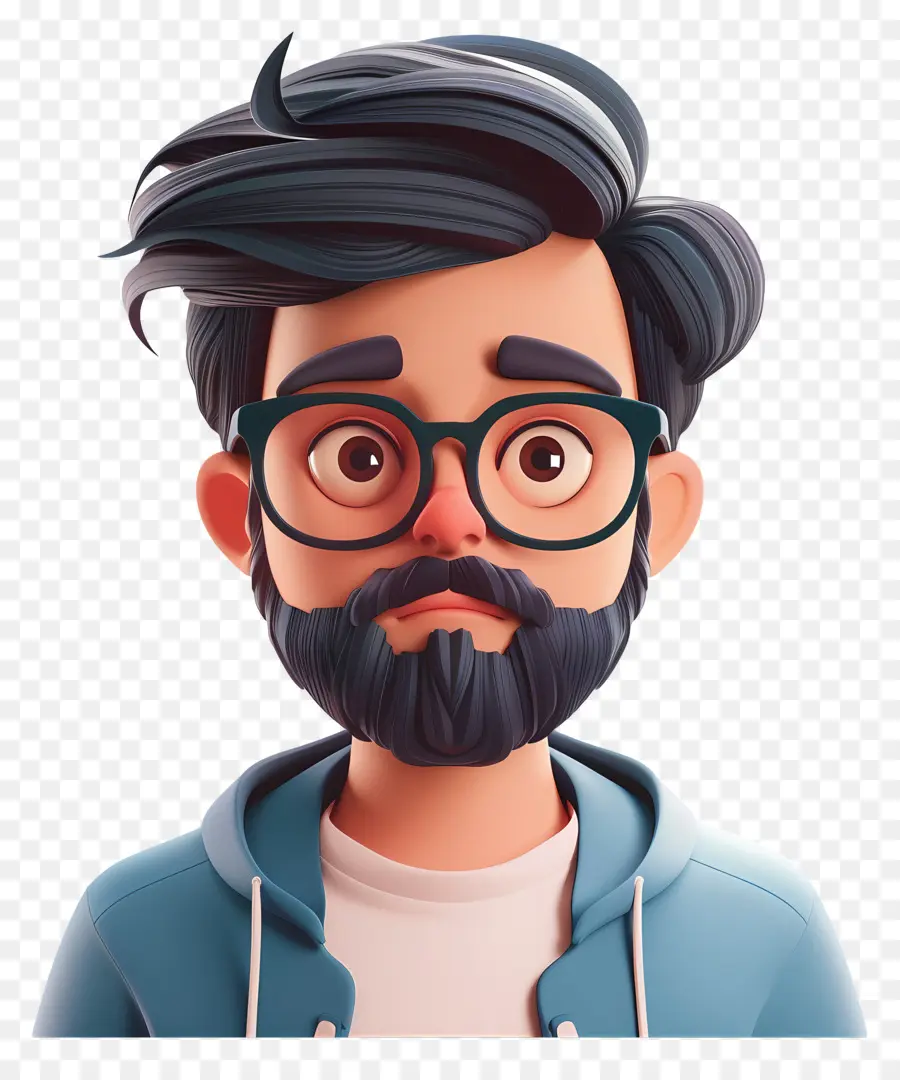 Homem Dos Desenhos Animados，Homem Com Barba E óculos PNG