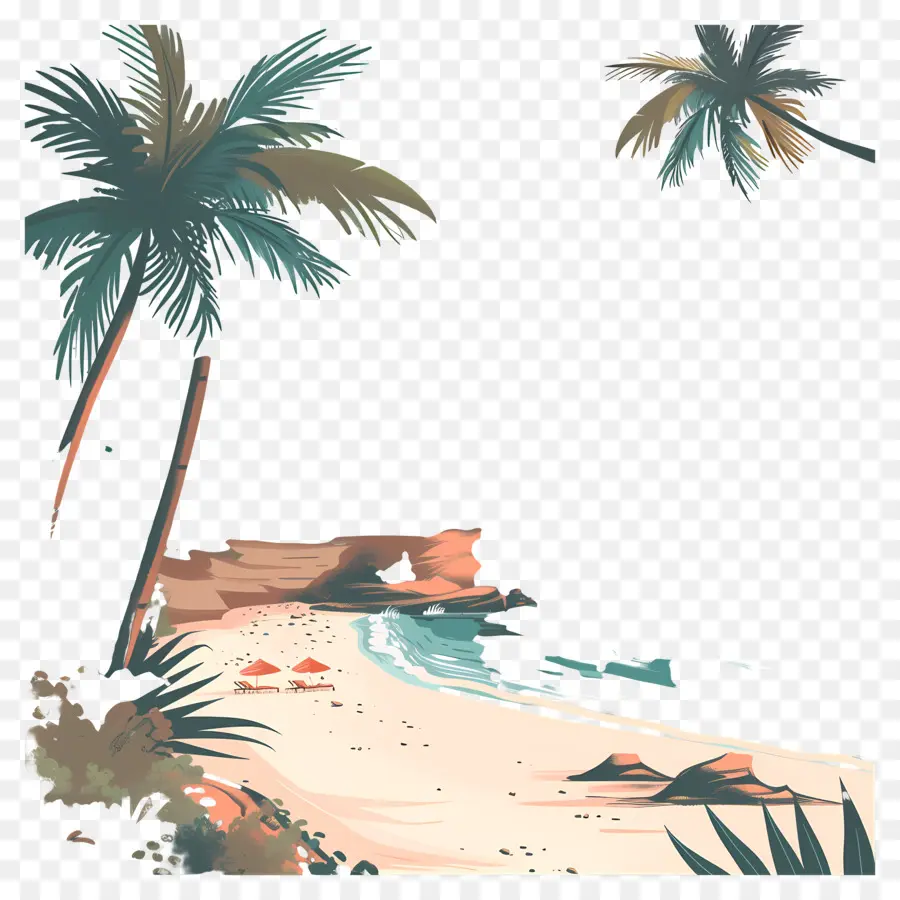 Pintura De Paisagem，Praia Tropical PNG