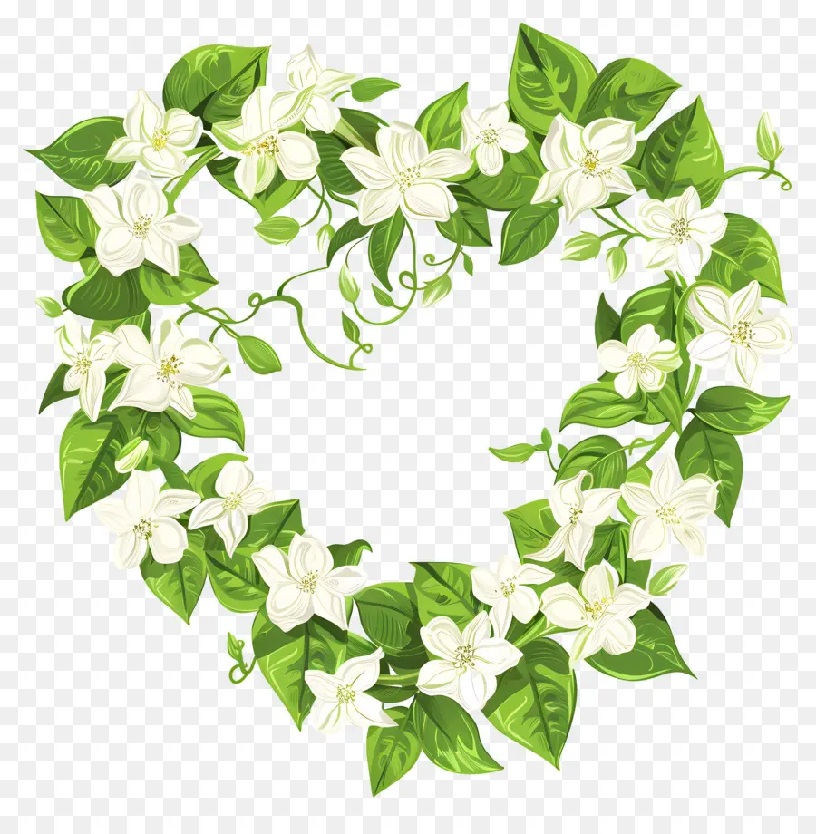 Coroa Floral Do Coração，Branca Flor Coroa De Flores PNG