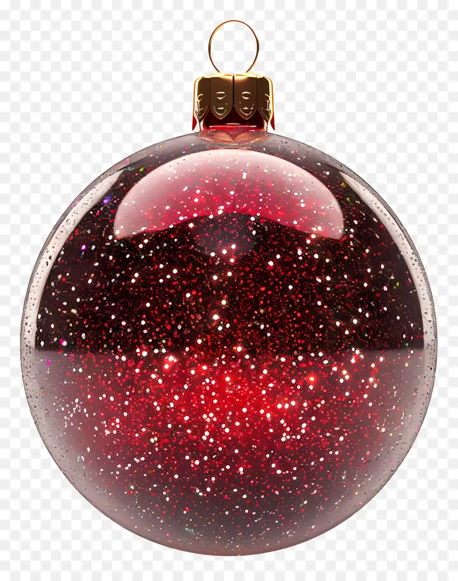 Enfeite De Natal，Bola De Glitter Vermelho PNG