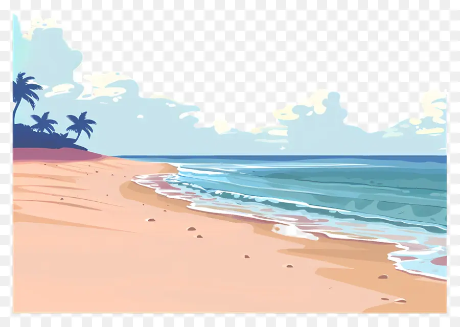 Pintura De Paisagem，Praia PNG