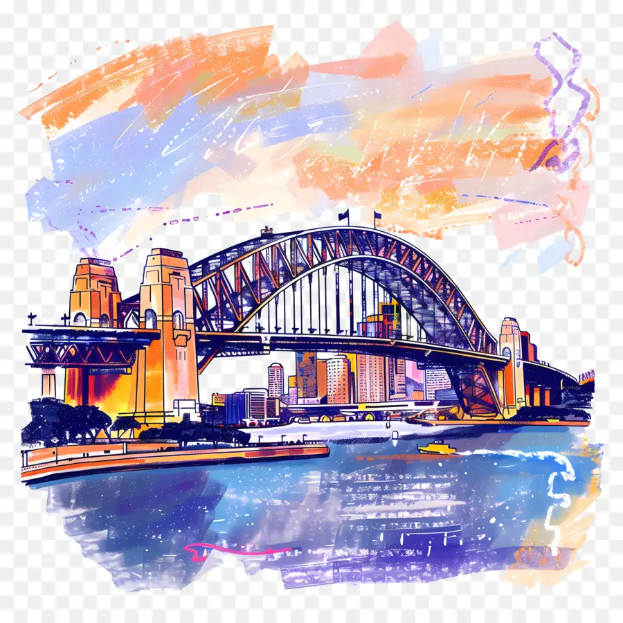 Sydney Harbour Bridge，O Horizonte Da Cidade PNG