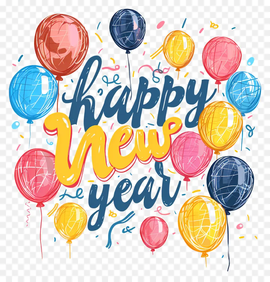 Feliz Ano Novo，Balões PNG