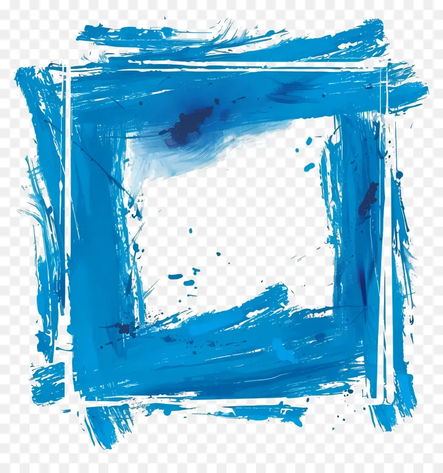 Moldura Azul，Tinta Branca Respingos PNG