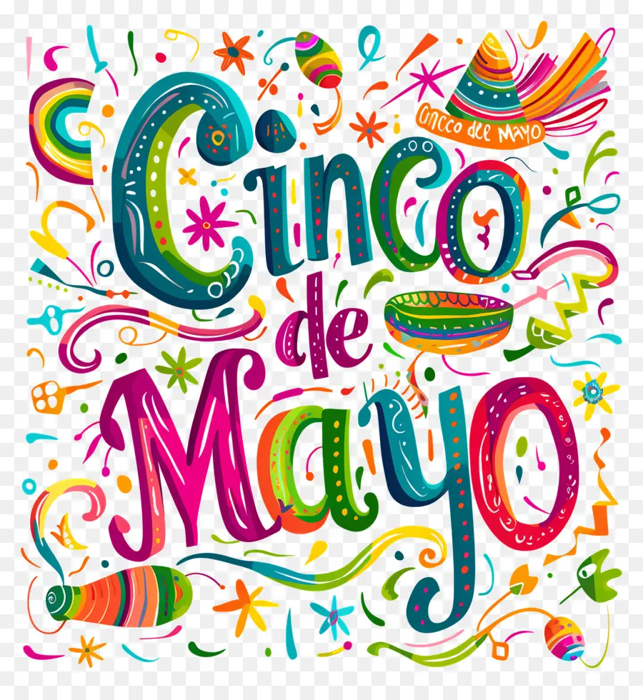 Cinco De Mayo，Rotulação De Mão Desenhada PNG