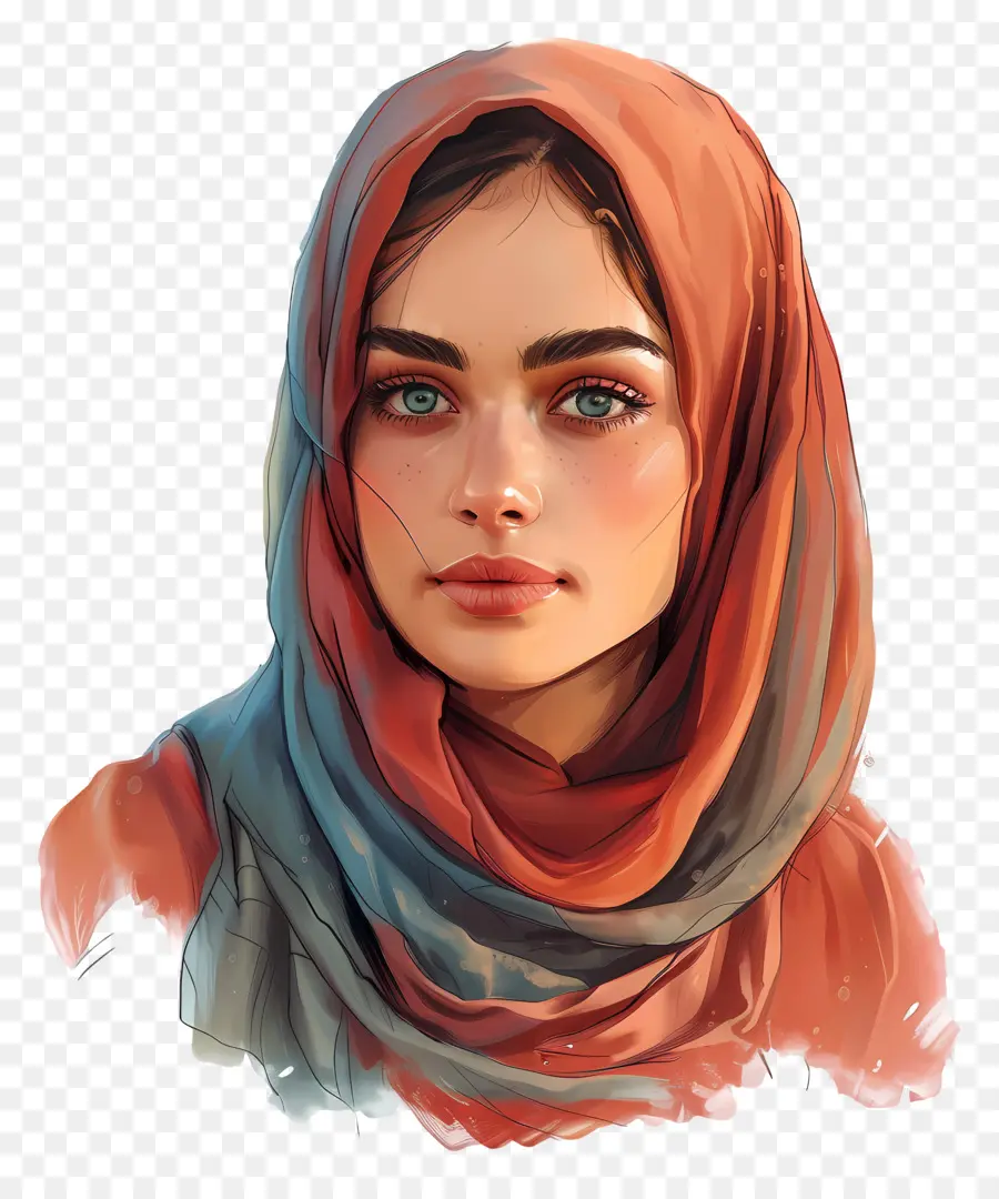 Hijab Mulher，Longos Cabelos Crespos PNG