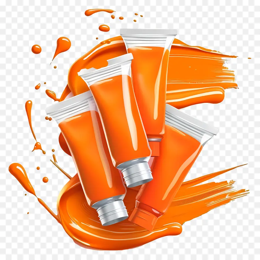 Pintura De Tubos De，A Tinta Laranja PNG