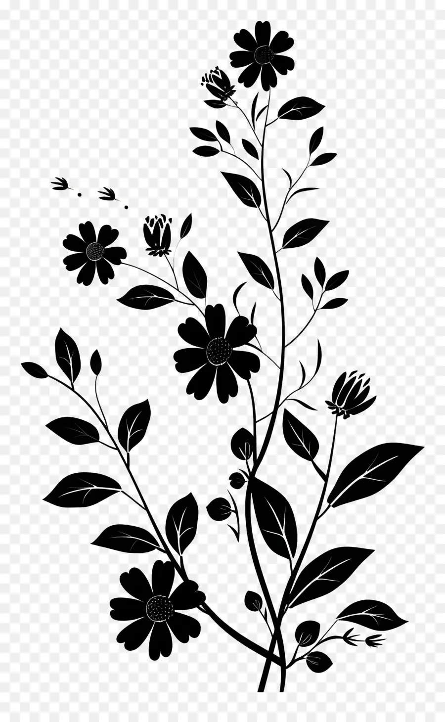 Flores Silhueta，Planta PNG