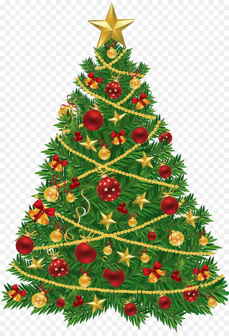 árvore De Natal，Decorações Vermelhas E Douradas PNG
