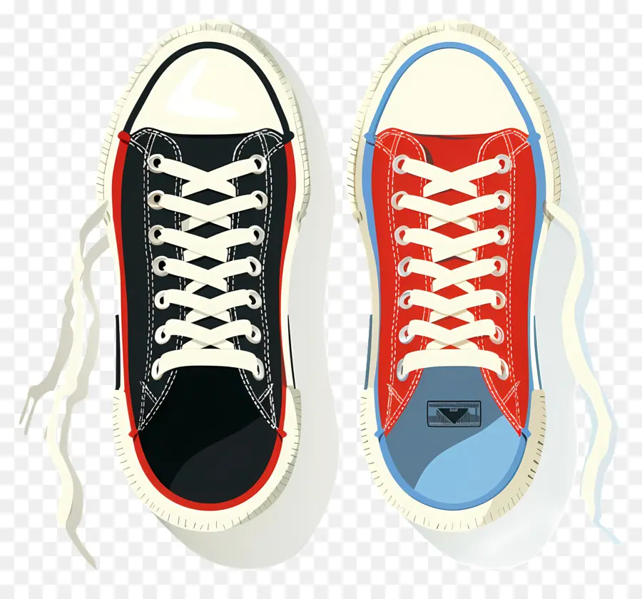 Tênis Vermelho E Azul，Laceup Sapatos PNG