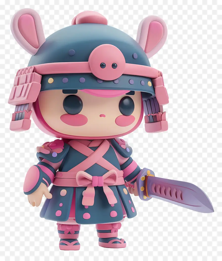 Guerreiro，Estatueta De Samurai Rosa PNG