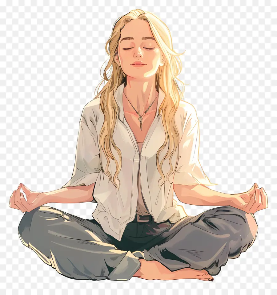 Mulher Meditando，Meditação PNG