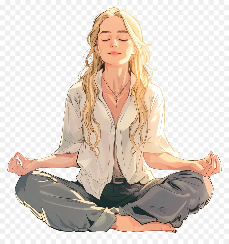 Mulher Meditando，Ioga PNG