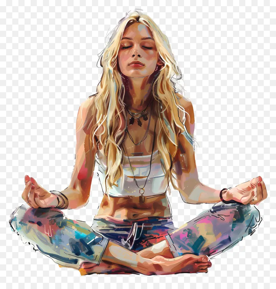 Mulher Meditando，Yoga PNG