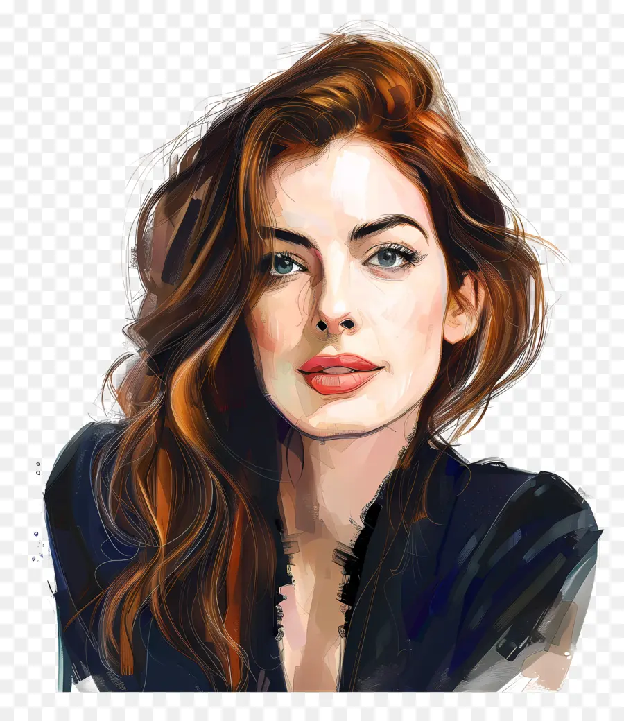 Anne Hathaway，Pintura Digital PNG