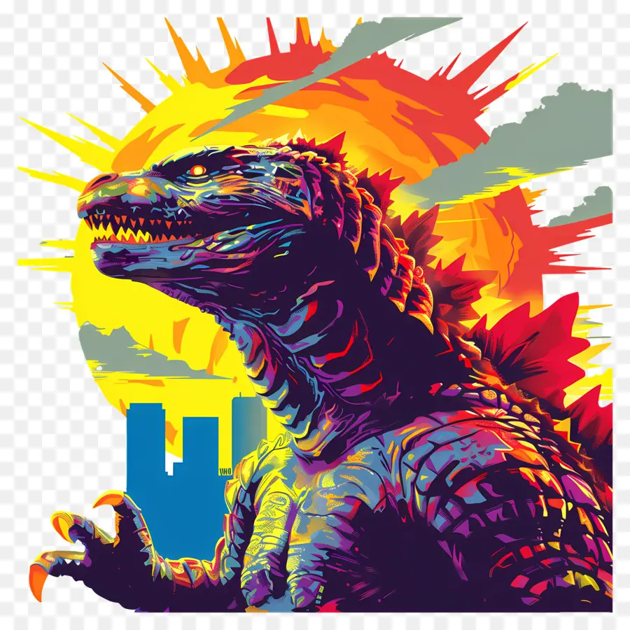 Godzilla，O Horizonte Da Cidade PNG