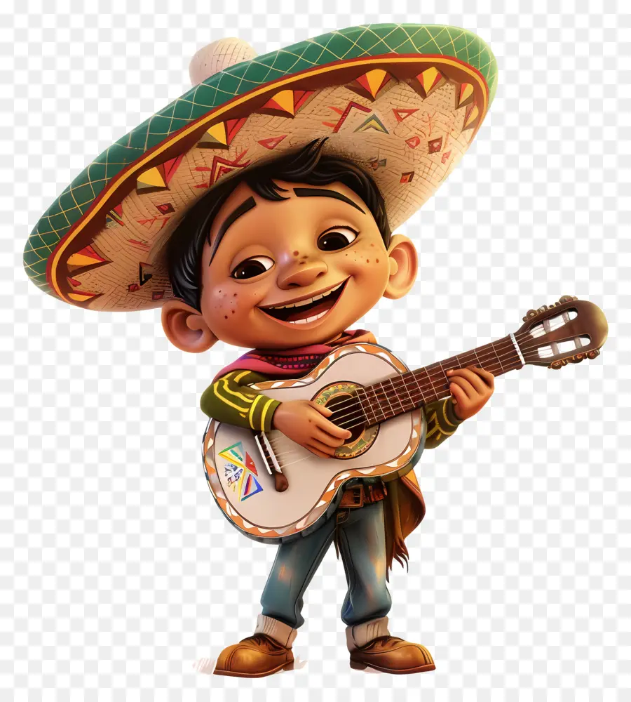 Cinco De Maio，Menino Com Guitarra PNG