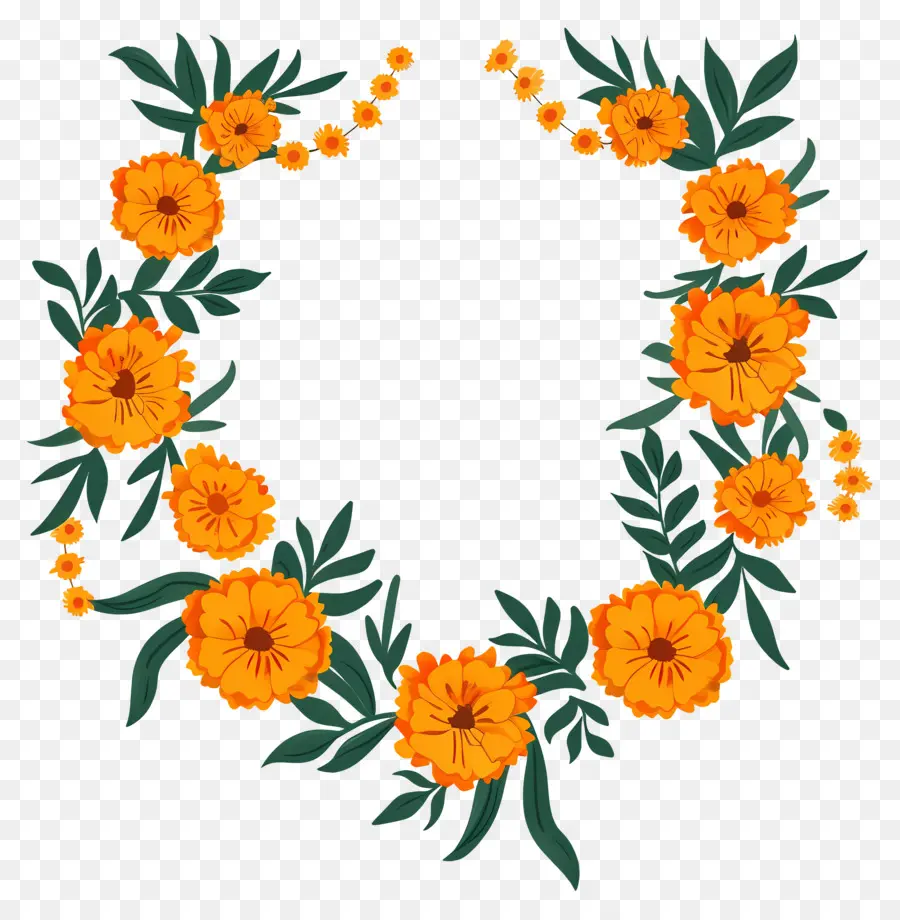 Marigold Garland，Flor Coroa De Flores PNG