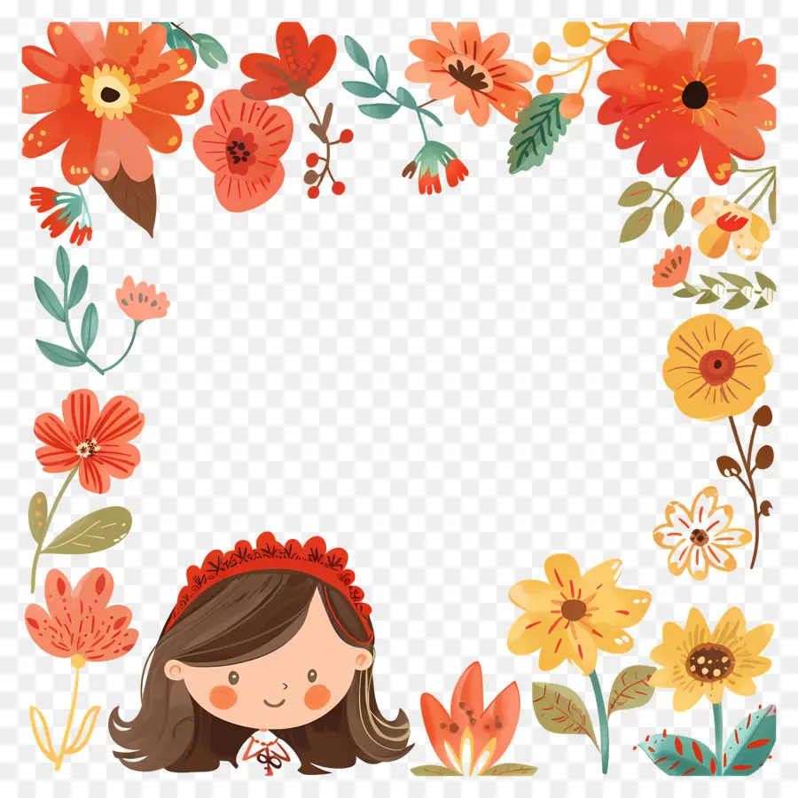 Álbum De Recortes，Menina Com Flores PNG