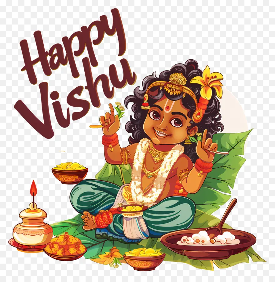 Feliz Vishu，O Senhor Krishna PNG