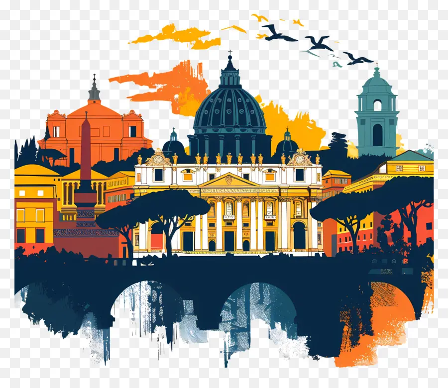Itália Roma，Pintura Digital PNG